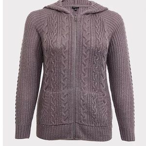 Torrid DARK GREY CABLE KNIT ZIP FRONT HOODIE size 3
